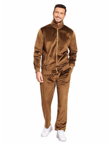 COOFANDY Mens Velour Tracksuit Jacket Sweatsuits for Men Set 2 Piece Sports Track Suits for Men Set