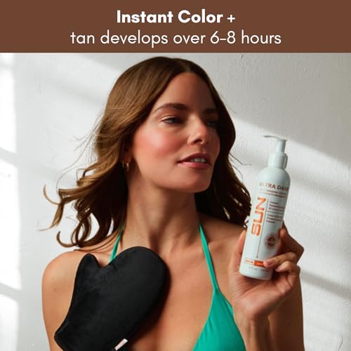 Sun Laboratories By Giesee Ultra Dark Sunless Tanning Lotion 8 oz - Premium Tanning Lotion for Instant Glow, Organic Self Tanner, Perfect for Body, Face, and Leg Bronzing