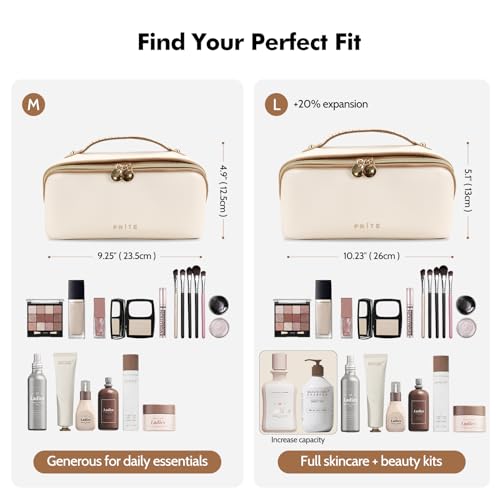 Prite Makeup Bag Travel Toiletry Bag Open Flat Cosmetic Organizer for Women