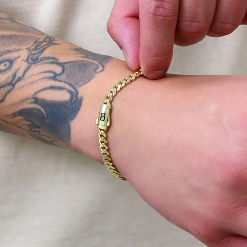 Nuragold 10k Real Yellow Gold Royal Monaco 5mm Miami Cuban Chain Bracelet - 6.5"