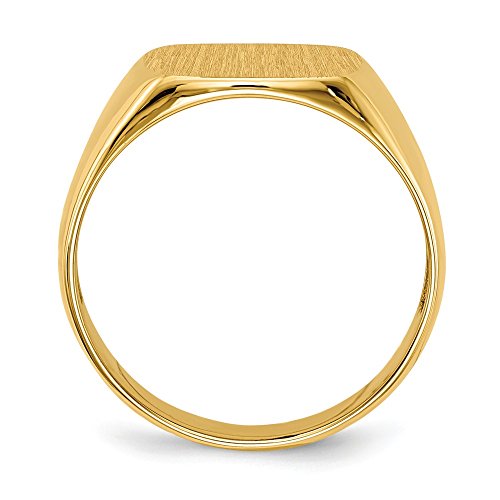 Size - 7.25 - Solid 14k Yellow Gold Men's Signet Engravable Plate Ring (4 to 12.7mm)