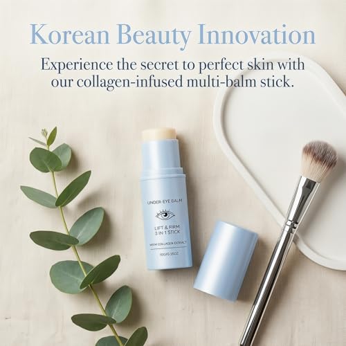 Korean Under Eye Balm, Hydrating Eye Balm Stick, Collagen-Infused Multi Balm, Firming and Smoothing Eye Care Stick, Lightweight 3-in-1 Formula for Fine Lines and Dark Circles, 0.35 OZ (1)