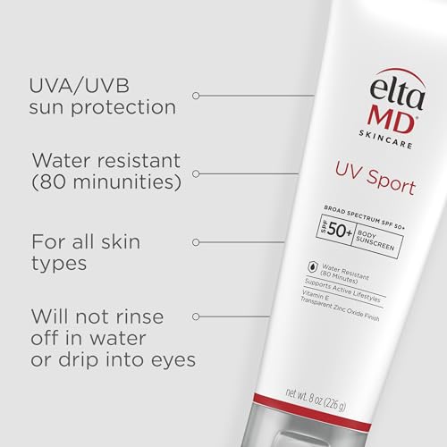 EltaMD UV Sport Sunscreen, Water and Sweat Resistant 80 Min, SPF 50, 8 oz