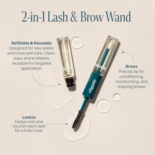 Cliganic Castor Oil Organic Cold Pressed, 100% Pure (8oz with Eyelash Kit) - For Eyelashes, Eyebrows, Hair & Skin | Bulk, Natural Unrefined Hexane-Free | DIY Carrier Oil
