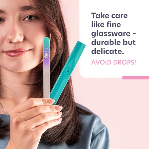 Bona Fide Beauty Czech Glass Nail File with Case in Pastel Green Violet
