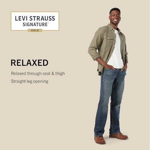 Levi Strauss Signature Gold Men's Relaxed Fit Flex Jeans (Available in Big & Tall), Headlands, 36W x 32L