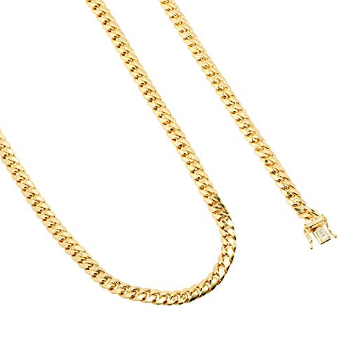 Nuragold 14k Real Yellow Gold Miami Cuban Link 6.5mm Chain Italian Necklace - 24"