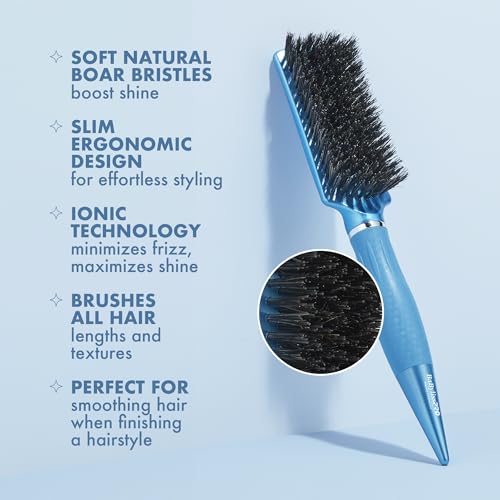 BaBylissPRO Nano Titanium Mixed Boar Bristle Hair Brush, Professional Styling Brush for Shine, Smoothness & Healthy-Looking Hair, Ideal for All Hair Types & Everyday Use