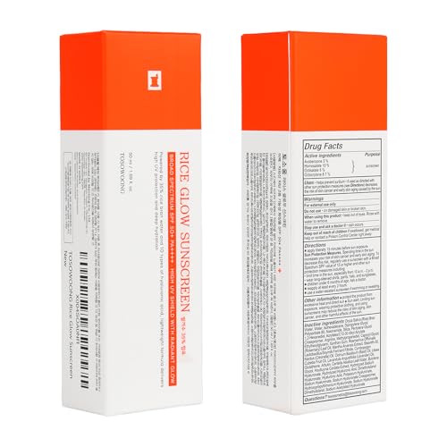 TOSOWOONG Rice Glow Sunscreen SPF50+ Broad Spectrum for Face, No White Cast