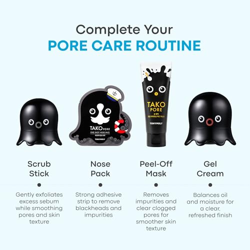 TONYMOLY Tako Pore Clay Scrub Stick, Korean Blackhead Exfoliator, 0.8 oz