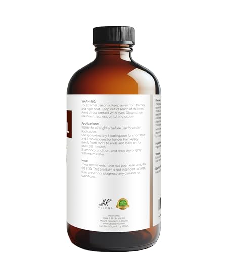 velona USDA Organic Jojoba Oil - 16 fl oz Glass Bottle, Cold Pressed, Pump