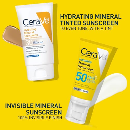 CeraVe Invisible Mineral Sunscreen SPF 50, Face Sunscreen, Travel Size