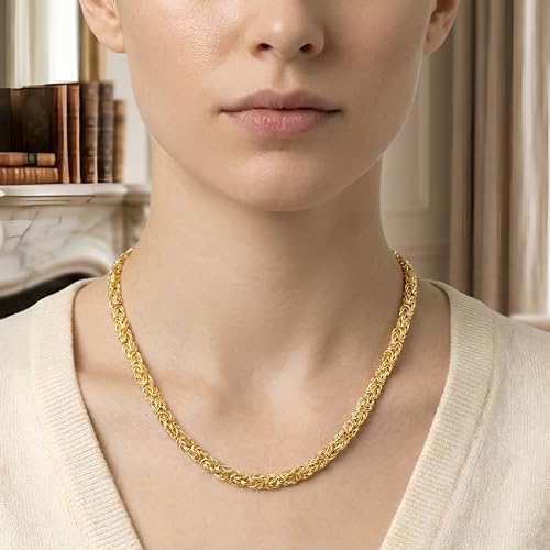 Floreo 14K Yellow Gold 6mm Byzantine Chain Necklace, 18 Inch