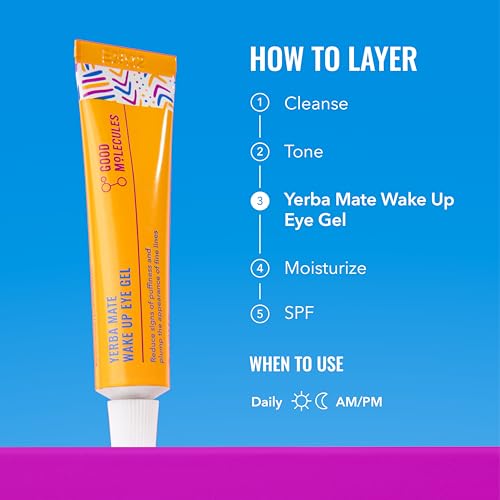Good Molecules Yerba Mate Wake Up Eye Gel Pack 2 – 15 ml Each | Hydrating Under Eye Gel with Hyaluronic Acid & Caffeine for Dark Circles and Puffiness