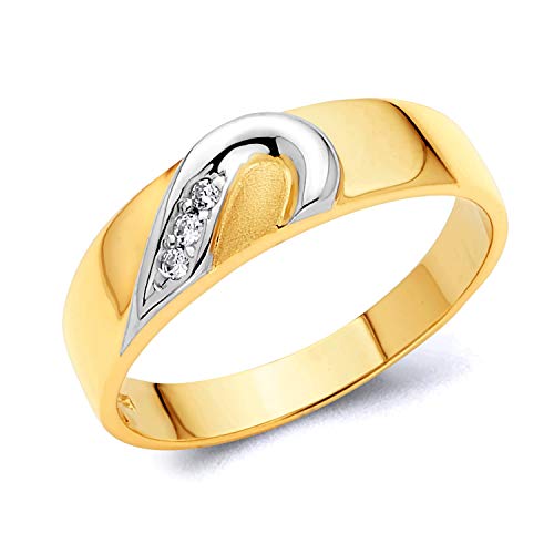 The World Jewelry Center 14k Two Tone Gold SOLID Men's Wedding Band - Size 10