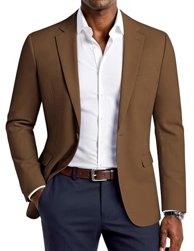 PJ PAUL JONES Casual Blazers for Men Fashion Slim Fit Suit Jacket Premium Blazers Suit Light Brown