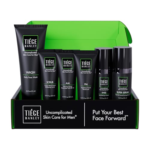 Tiege Hanley Anti-Aging Men's Skin Care Set, 30-Day, 6 Piece Kit