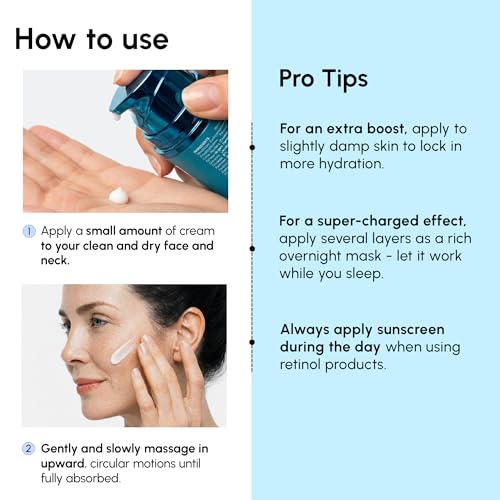 MAREE Face Moisturizer – Firming & Lifting Face Cream for Women with Collagen, Retinol & Hyaluronic Acid – Day & Night Anti-Aging Facial Wrinkle DD Cream Moisturizer for Dry Skin – Blue