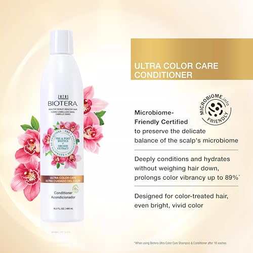 Biotera Ultra Color Care Conditioner for Vivid Color-Treated Hair - Protects & Extends Vibrancy with Coconut & Orchid Extract, Enhances Shine & Softness, Sulfate-Free, Vegan, 15.2 Fl Oz