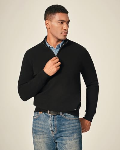 KVSS Men's Mock Neck Half Zip 100% Pure Cashmere Sweater, Pullover Cashmere Sweaters for Mens | Luxury from Inner Mongolia