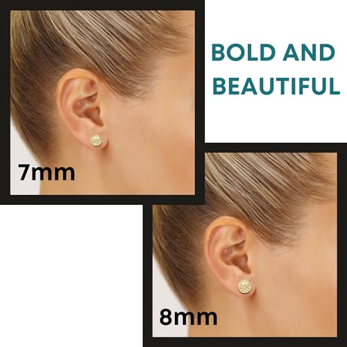 14k Yellow Gold Diamond-cut Ball Stud Earrings (8MM)