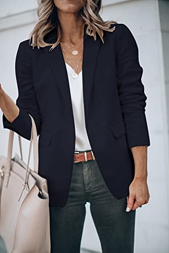 Cicy Bell Womens Casual Blazers Open Front Long Sleeve Work Office Jackets Blazer(Navy,Medium)