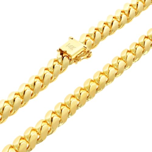 Nuragold 14k Real Yellow Gold Miami Cuban 10mm Solid Chain Mens Bracelet - 7.5"