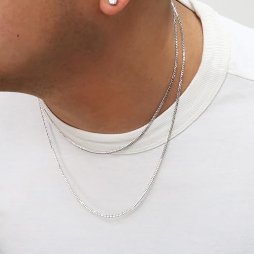 Nuragold 14K Real White Gold Cuban Curb Solid Italian Link Chain Necklace - 18",2mm