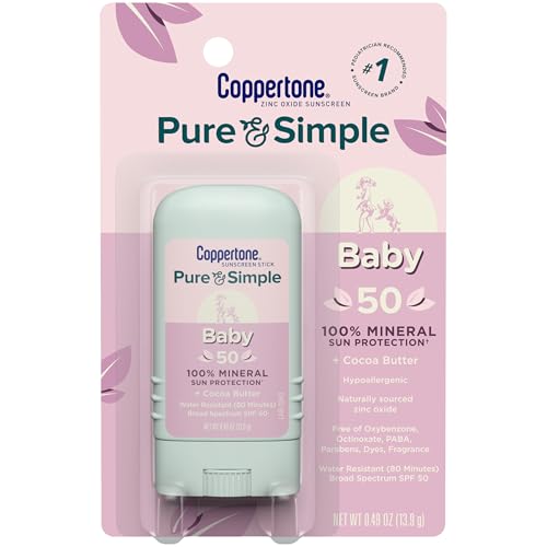 Coppertone Pure and Simple Baby Sunscreen Stick SPF 50, 0.49 OZ