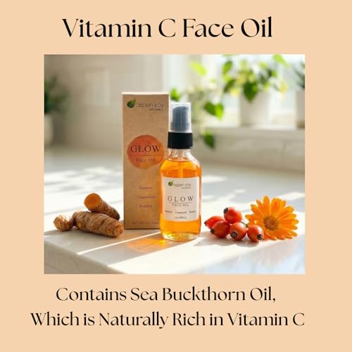 Glow Turmeric Face Oil, Organic Rosehip Oil, Camellia & Vitamin C - 2 oz