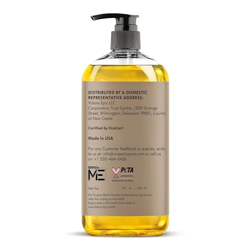 Majestic Pure USDA Organic Castor Oil, 100% Pure & Natural Body Oil -8 FlOz