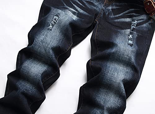 JUNBAOSS Men's Slim Fit Stretch Jeans Ripped Skinny Jeans for Men, Distressed Straight Leg Fashion Comfort Flex Waist Pants