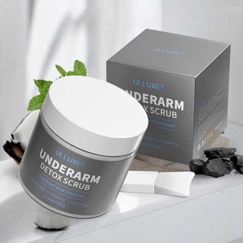 Charcoal Underarm Detox Scrub for Armpit Detox Odor Control & Dark Armpits Spots Remover, Brightening Underarms Bikini Area Inner Thighs & Exfoliating Bumps, Natural Deodorant Scrub for Women & Men