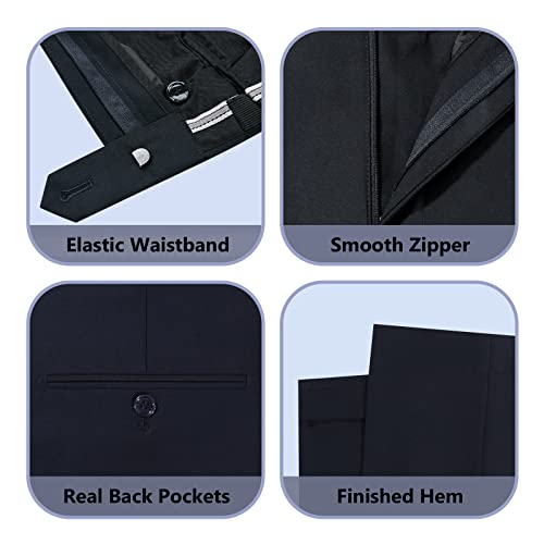 Cooper & Nelson Men's Suit Slim Fit, 3 Piece Suits for Men, One Button Solid Jacket Vest Pants with Tie, Tuxedo Set Dark Navy M