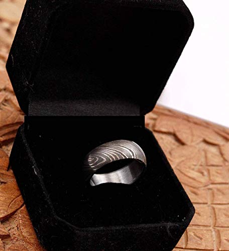 KE-225-AT Damascus Steel Ring Custom and Handmade Damascus Ring Damascus Steel Engagement Ring Anniversary Ring Wedding Band Fathers Day Ring Damascus Steel Ring Wedding Band Rings for Men (10.75)