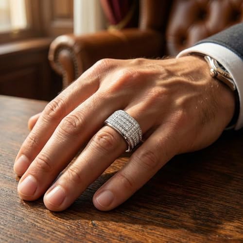 2Ct Lab Created Diamond Mens Ring in 10k White or Yellow Gold - Size 7.5