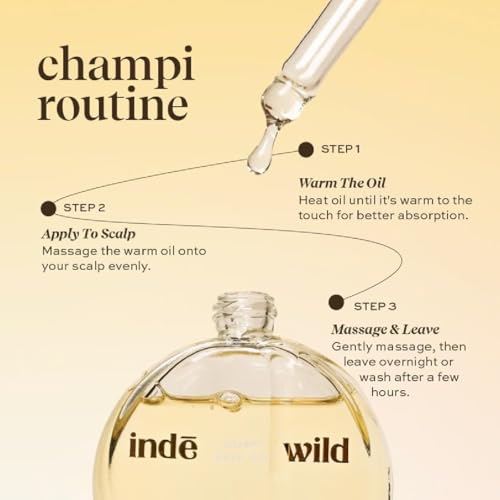 Indē wild Champi Hair Oil, Miracle Oiling Treatment, 16+ Ayurvedic Actives, Targets Dandruff, Strengthens Roots, 1.7 fl oz