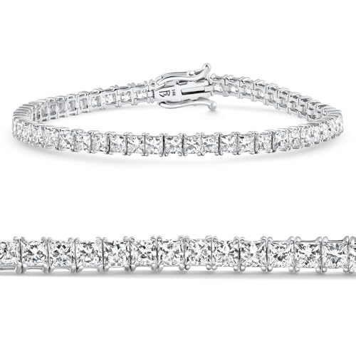 P3 POMPEII3 Pompeii 9.20Ct Princess Cut Diamond 7" Tennis Bracelet 14k Gold Lab Grown (E/F,VS)