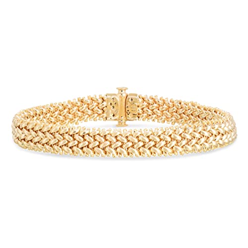 Floreo 14k Yellow Gold 8.8mm Rice Mesh Bracelet, 7 Inch