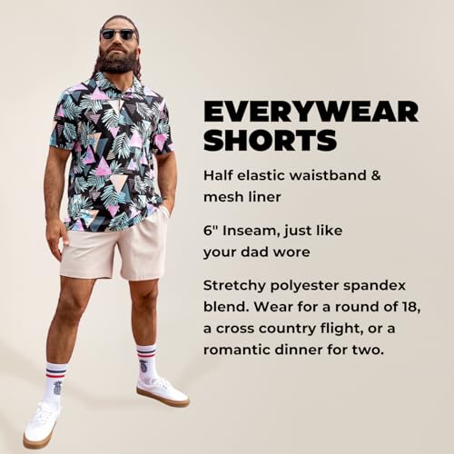 Chubbies Everywear Men’s Shorts – Mens Shorts Casual 6in Inseam, Elastic Waist, Water-Resistant, Zipper Pocket (Khakinators, Medium)