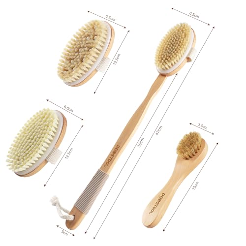 DEBETOOL Dry Brush Set with 3 Detachable Heads, Natural Boar Bristle