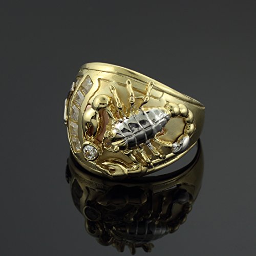 10K Multi-tone Gold Scorpion Men's CZ Ring (7)