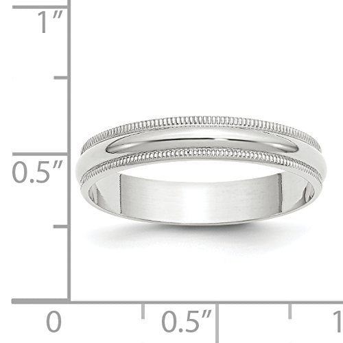 Jewelry Stores Network Solid 10k White Gold Ring - 4mm Half Round Milgrain Wedding Bands for Women and Men, Size 10.5, Lightweight Polished Wedding Band for Couples - Anniversary Ring