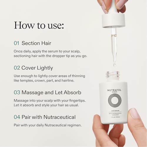 Nutrafol Women's Hair Serum, Supports Visibly Thicker and Stronger Hair, Vegan, Lightweight and Fast-Absorbing - 1 Fl Oz, 1 Bottle