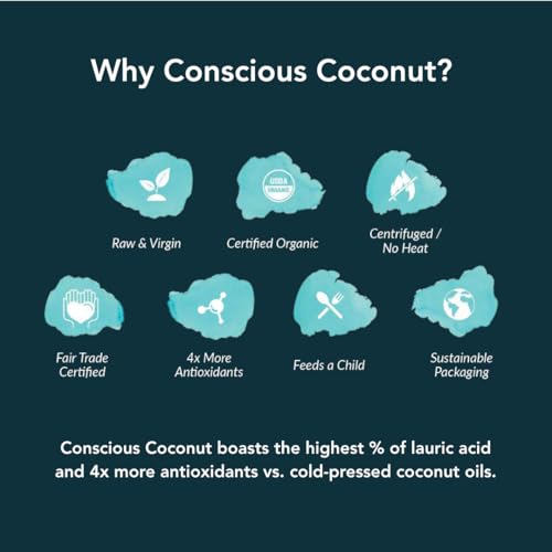 Conscious Coconut Organic Coconut Oil Packets – 10 Travel Packets, Fair Trade, Centrifuged, Raw Virgin Coconut Oil for Wellness, Skin & Personal Care, Used in Hospitals Nationwide