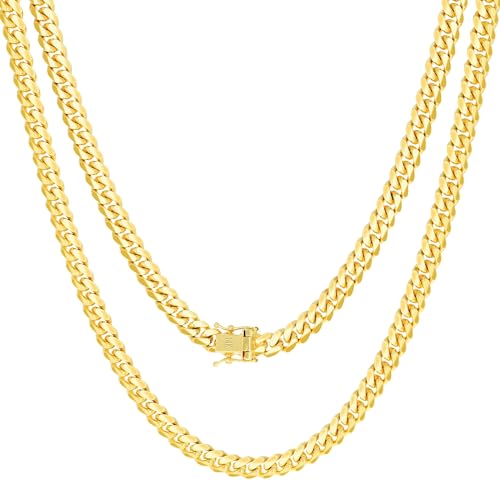 Nuragold 14k Real Yellow Gold Miami Cuban Link 6mm Solid Chain Necklace - 20"
