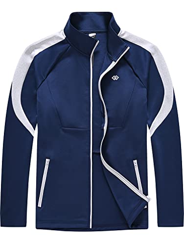 MoFiz Men's Activewear Full Zip Warm Tracksuit Sports Set Casual Sweat Suit Jogger Running 2 Piece Outfits Navy&Light Gray XL
