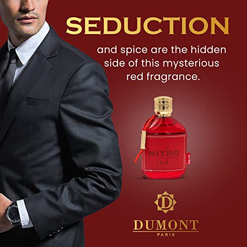 Dumont NITRO RED - 3.4oz - Eau De Parfum - Luxury Perfume for Men - Fruit, Woody, Floral & Masculine Fragrance - Long Lasting Cologne Mist & Body Spray - for Him
