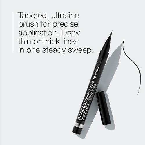 Clinique High Impact Easy Liquid Eyeliner | Waterproof, Long Lasting, Smudge Resistant + Safe For Sensitive Eyes, Black, 1 Count