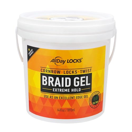 AllDay Locks Braid Gel Extreme Hold, Edge Control, 64 Oz Bucket